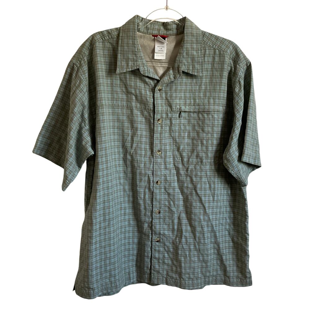 The North Face Men’s Green‎ and Blue Plaid Button Down Shirt - Size Large
